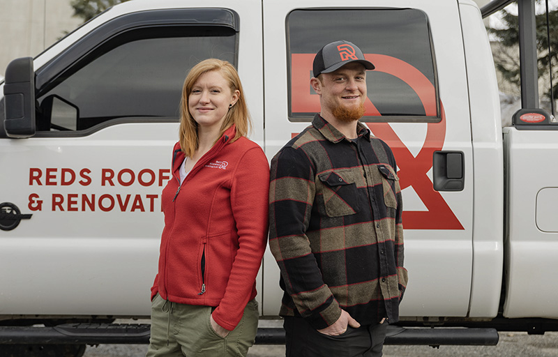 Anchorage Roofers Karley and Sheldon, owners of Reds Roofing company in Anchorage Alaska